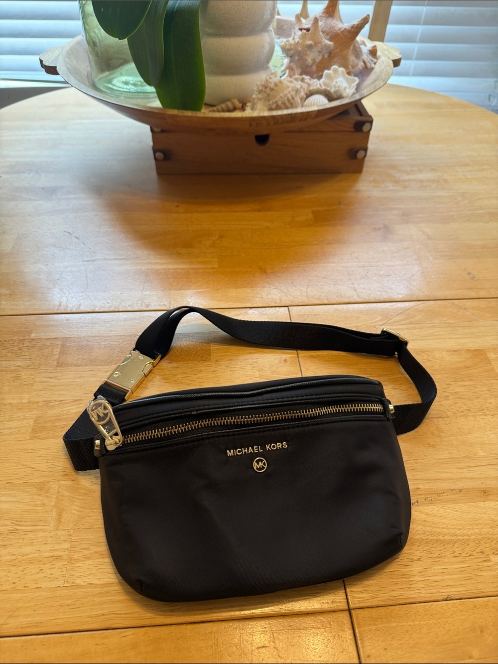Michael Kors Black Nylon Belt Bag with Gold Hardware